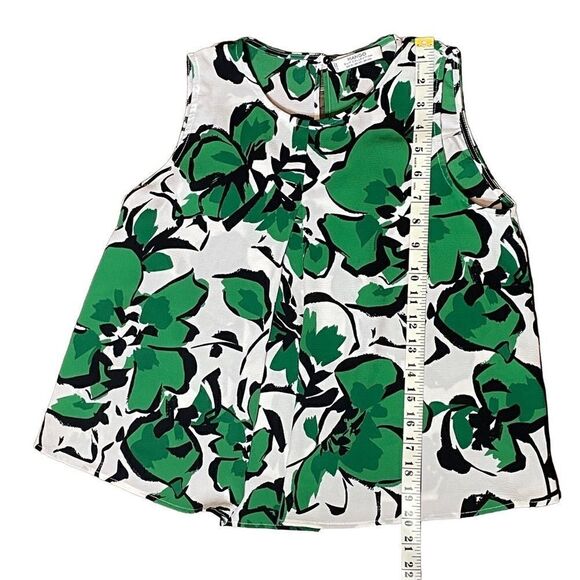 MANGO SUIT Collection Green and White Floral Sleeveless Blouse Size XXS - Picture 5 of 6